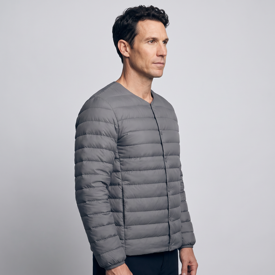 Doudoune Légère Homme Col Convertible Boutons Pression