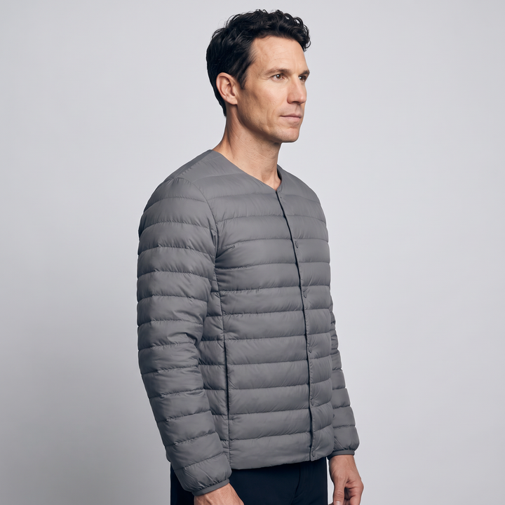 Doudoune Légère Homme Col Convertible Boutons Pression