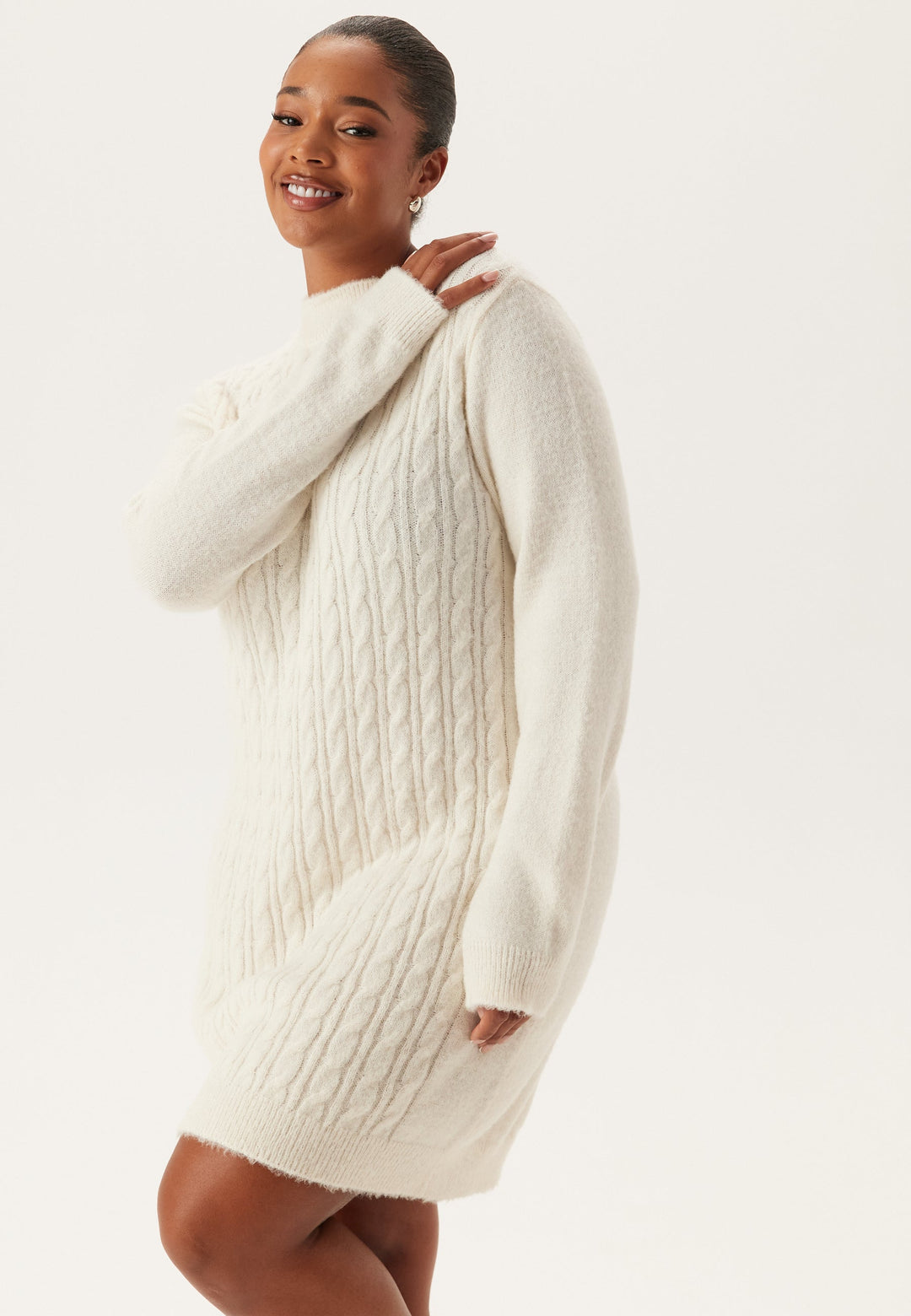 Robe-Pull Femme en Maille Torsadée – Coupe Droite