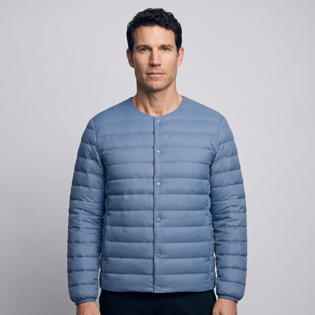Doudoune Légère Homme Col Convertible Boutons Pression