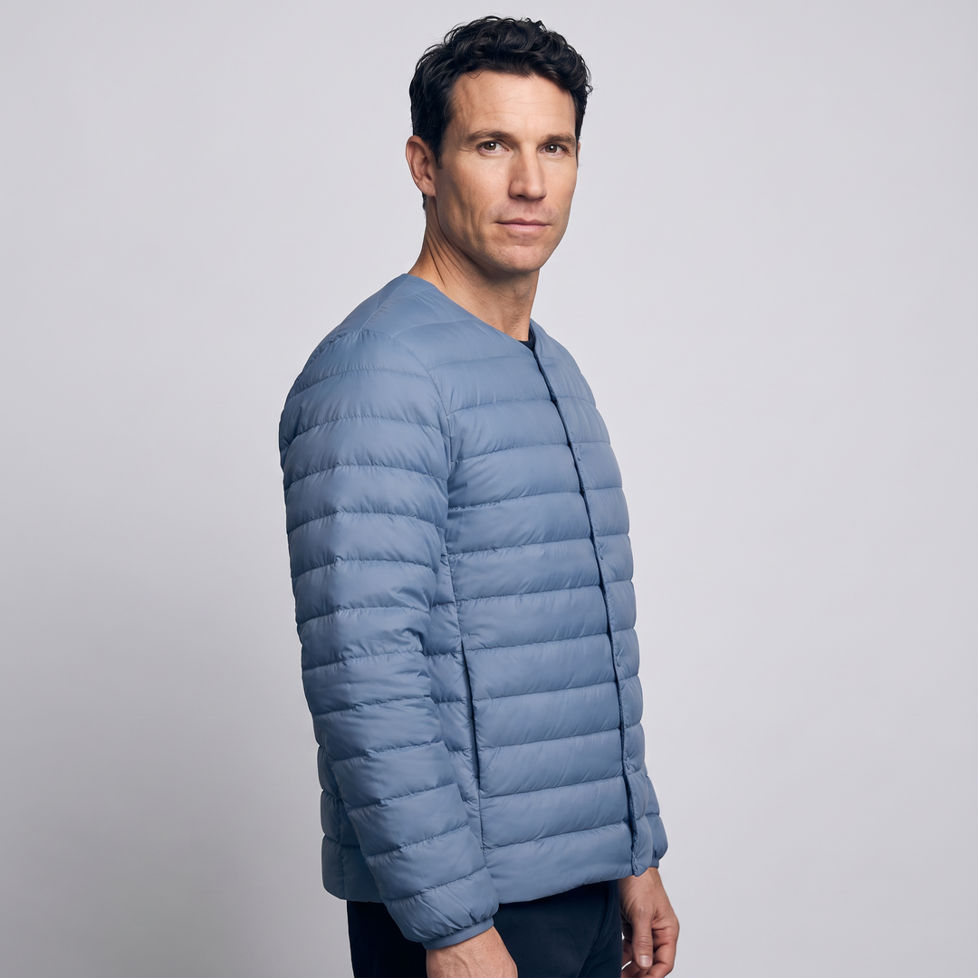 Doudoune Légère Homme Col Convertible Boutons Pression