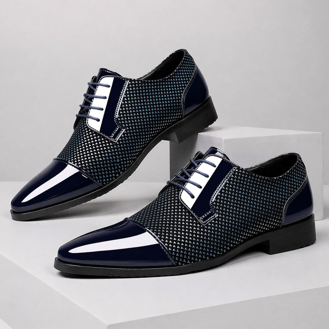 Chaussures Oxford Homme en Cuir avec Bout Verni et Motif Texturé