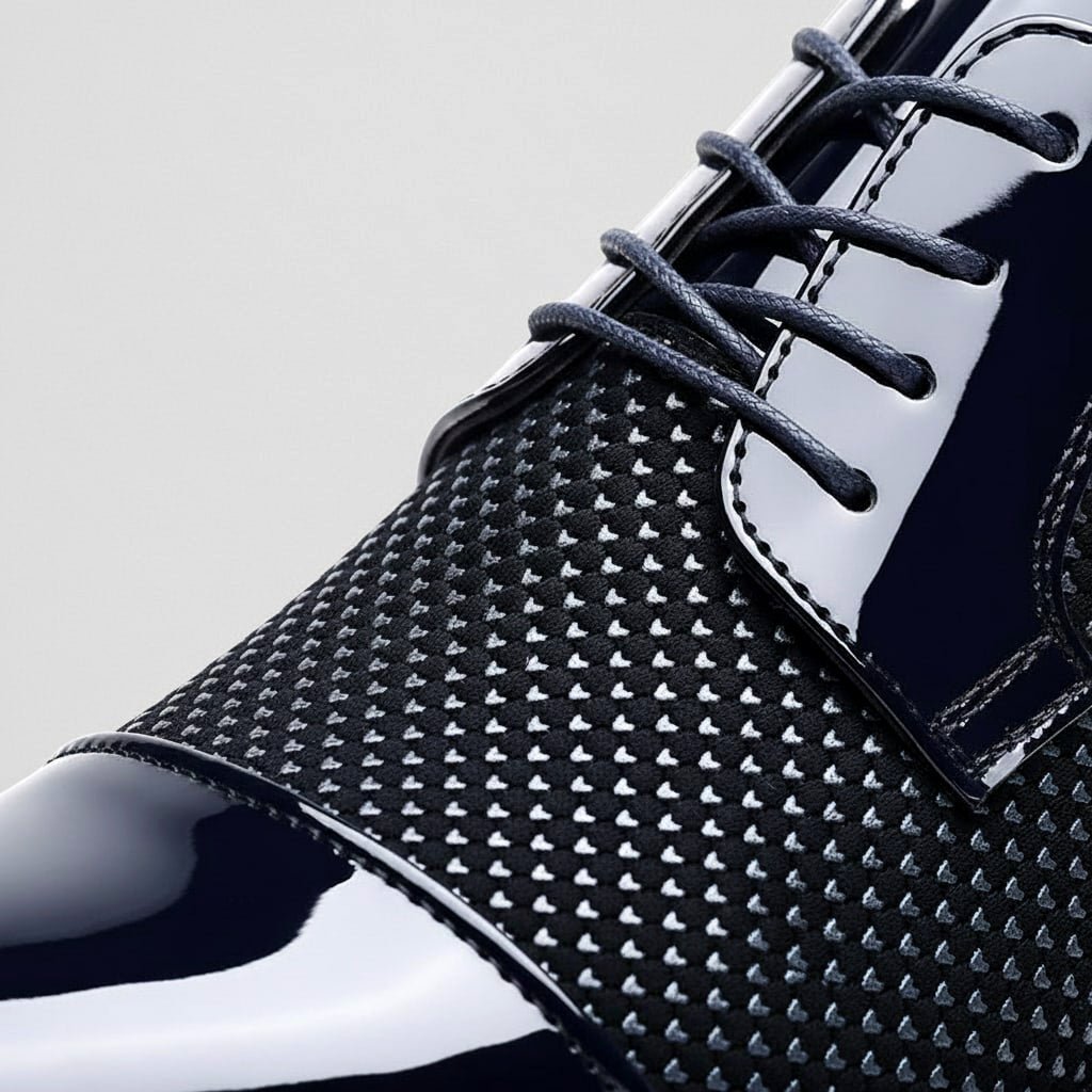 Chaussures Oxford Homme en Cuir avec Bout Verni et Motif Texturé