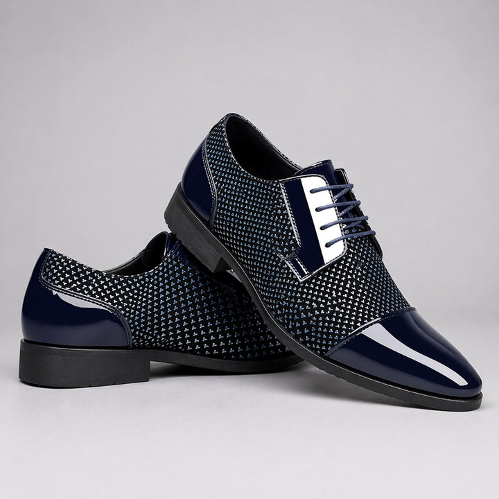 Chaussures Oxford Homme en Cuir avec Bout Verni et Motif Texturé