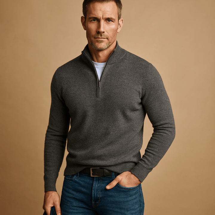 Pull Homme Demi-Zip Coupe Regular