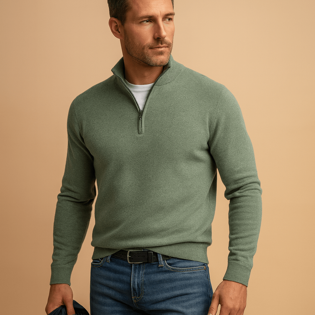 Pull Homme Demi-Zip Coupe Regular
