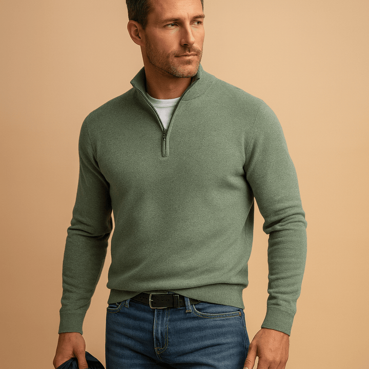 Pull Homme Demi-Zip Coupe Regular