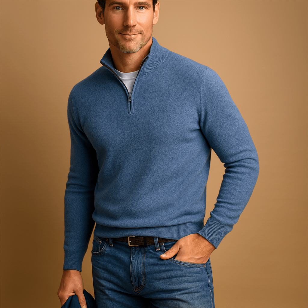 Pull Homme Demi-Zip Coupe Regular