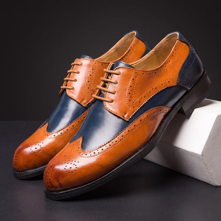 Chaussures Oxford Homme en Cuir Bicolore avec Détail Brogue
