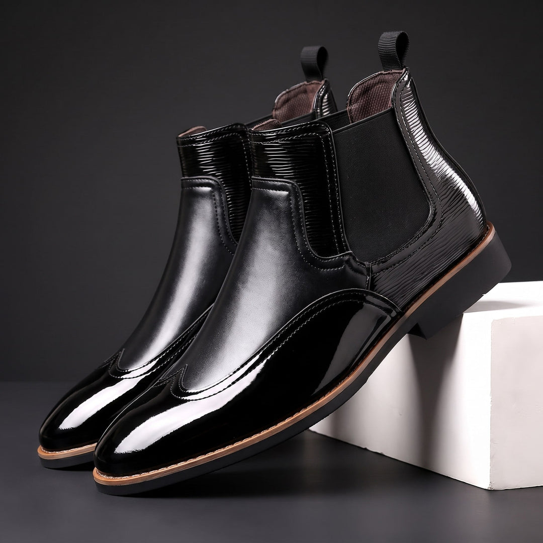 Bottes Chelsea Homme en Cuir avec Élastiques Latéraux et Tirants