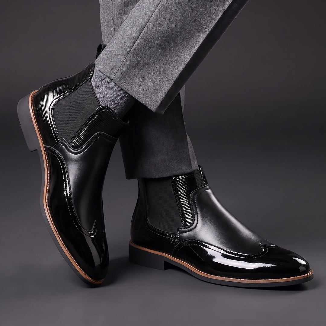 Bottes Chelsea Homme en Cuir avec Élastiques Latéraux et Tirants