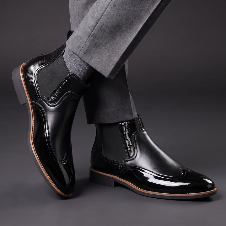 Bottes Chelsea Homme en Cuir avec Élastiques Latéraux et Tirants
