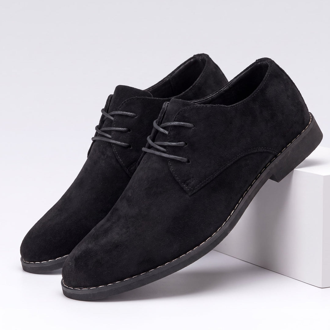 Chaussures Derby Homme en Daim avec Lacets et Semelle en Cuir