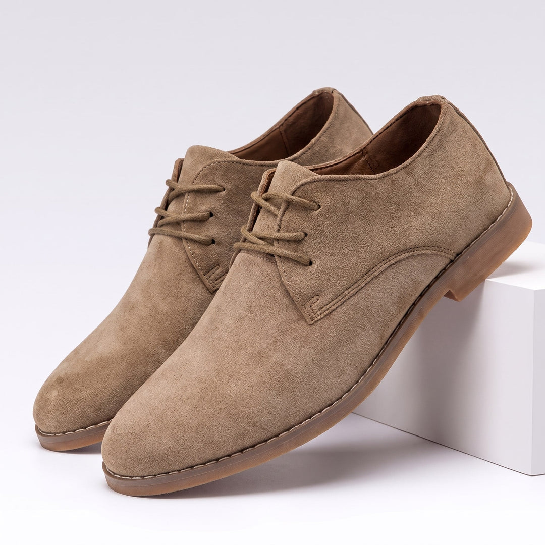 Chaussures Derby Homme en Daim avec Lacets et Semelle en Cuir