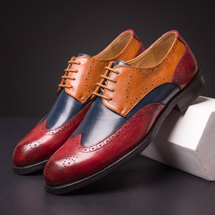 Chaussures Oxford Homme en Cuir Bicolore avec Détail Brogue