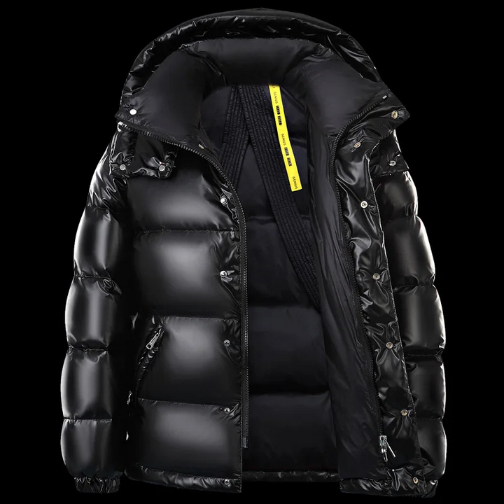 Doudoune Homme Hiver à Capuche Col Montant Zippée