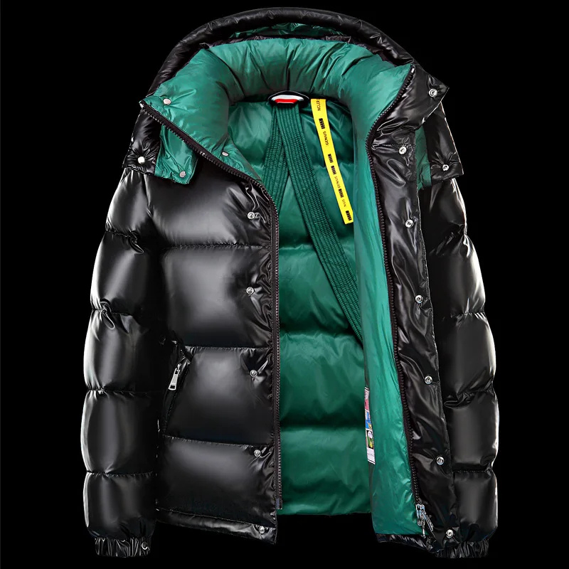 Doudoune Homme Hiver à Capuche Col Montant Zippée