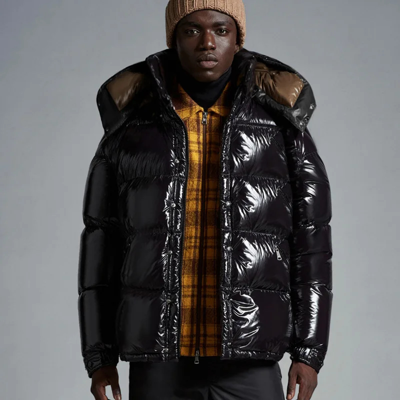 Doudoune Homme Hiver à Capuche Col Montant Zippée