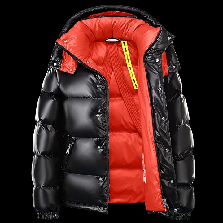 Doudoune Homme Hiver à Capuche Col Montant Zippée