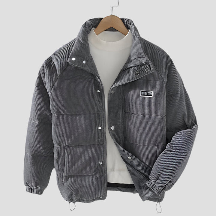 Veste d'Hiver Homme Matelassée Velours Côtelé Col Montant