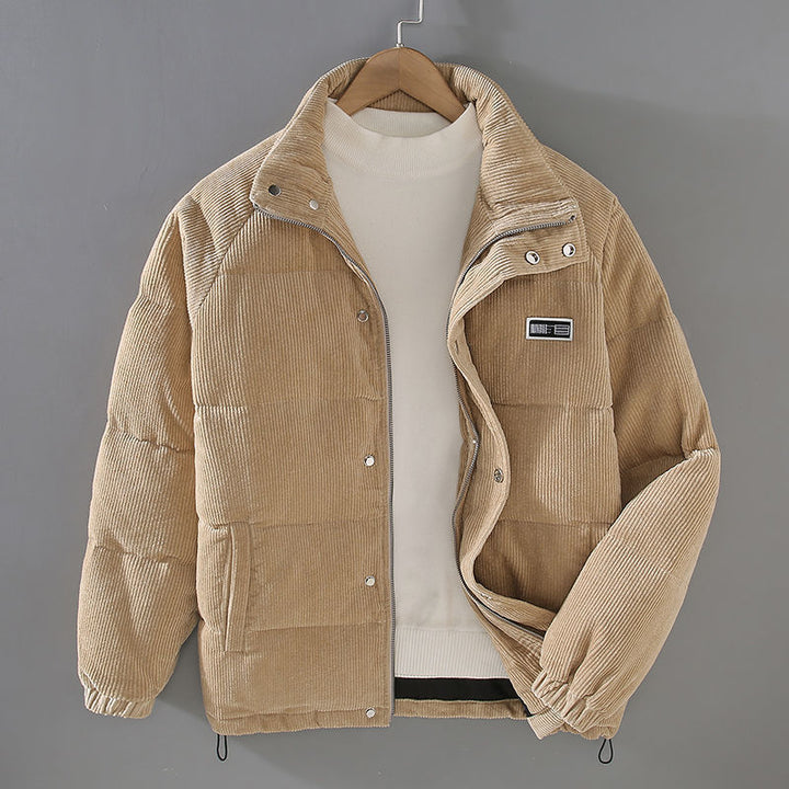 Veste d'Hiver Homme Matelassée Velours Côtelé Col Montant