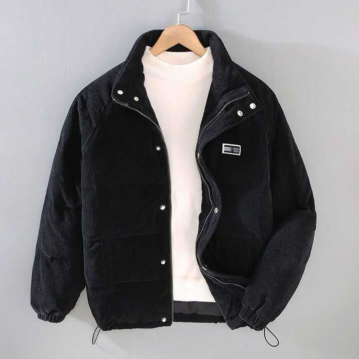 Veste d'Hiver Homme Matelassée Velours Côtelé Col Montant