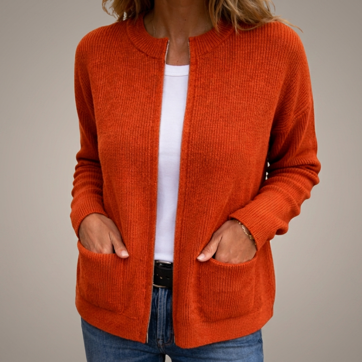 Gilet Femme Zippé en Maille Douce