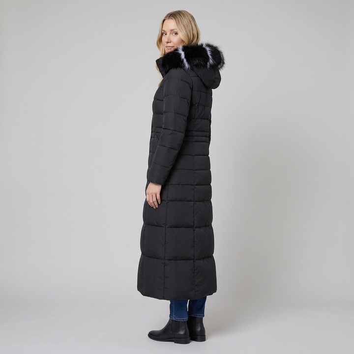 Doudoune Femme Longue Ceinturée Capuche Fourrure