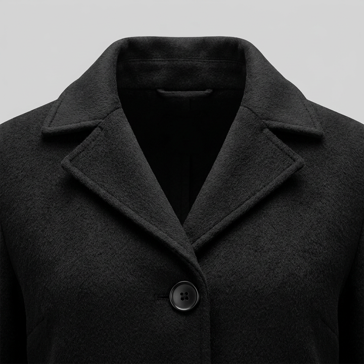 Manteau Long Femme Col Revers Boutonné Manches Longues