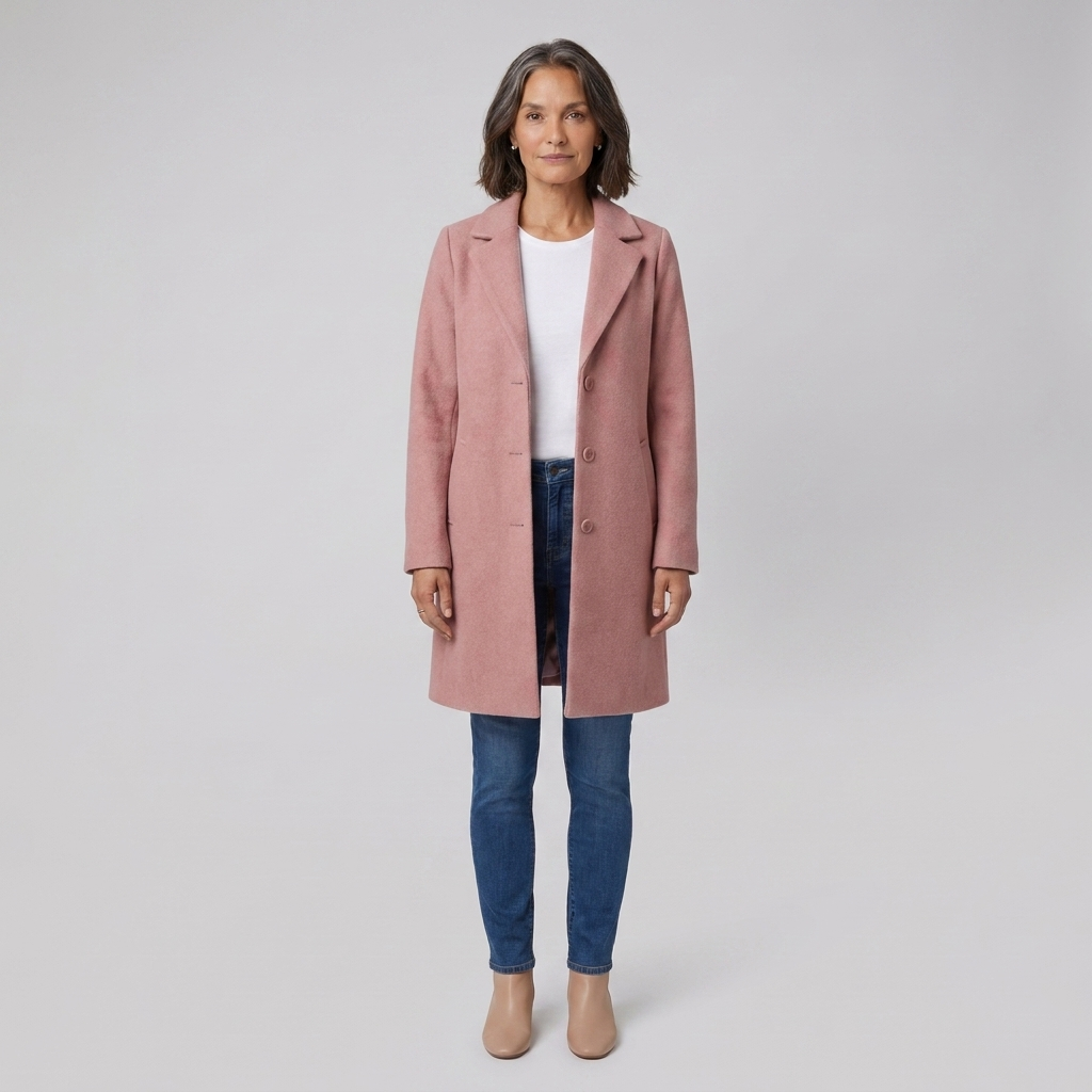 Manteau Long Femme Col Revers Boutonné Manches Longues