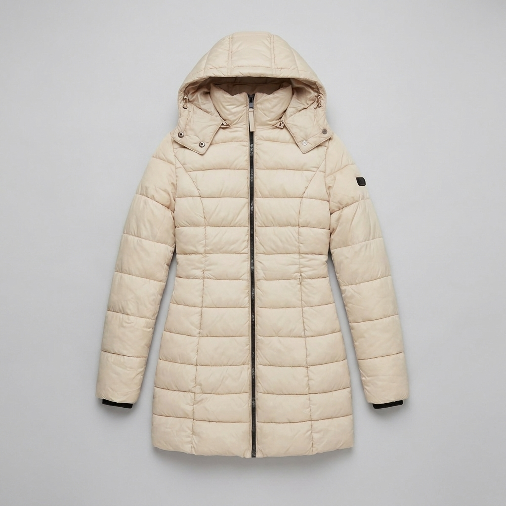 Doudoune Femme Longue À Capuche Zippée Matelassée