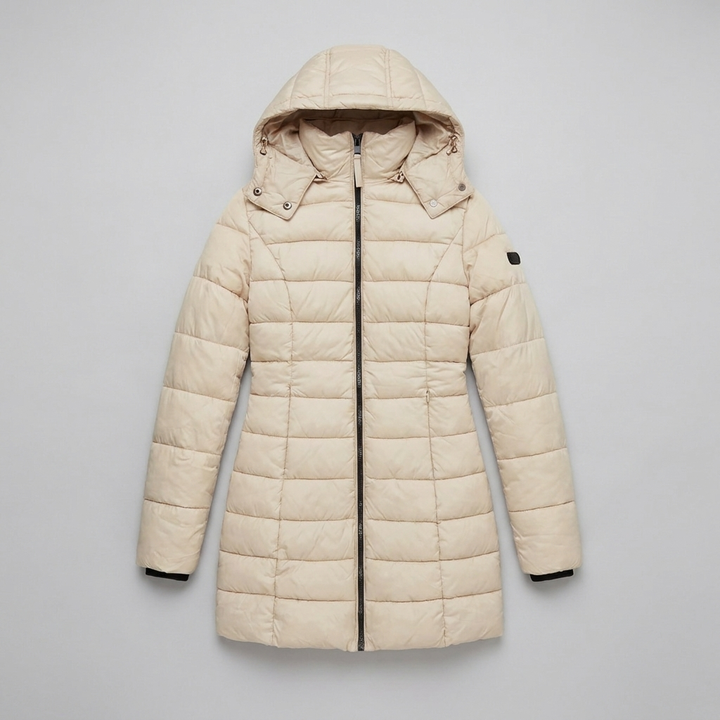 Doudoune Femme Longue À Capuche Zippée Matelassée