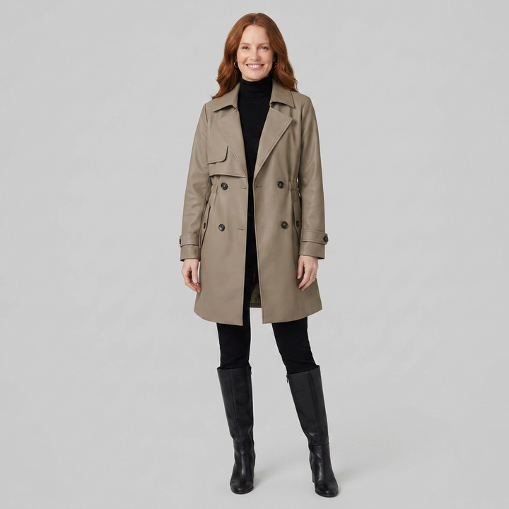 Trench Femme Ceinturé Col Revers Croisé Manches Longues