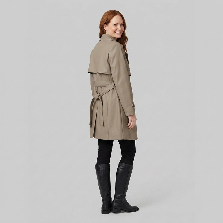 Trench Femme Ceinturé Col Revers Croisé Manches Longues