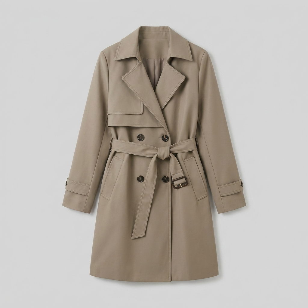 Trench Femme Ceinturé Col Revers Croisé Manches Longues