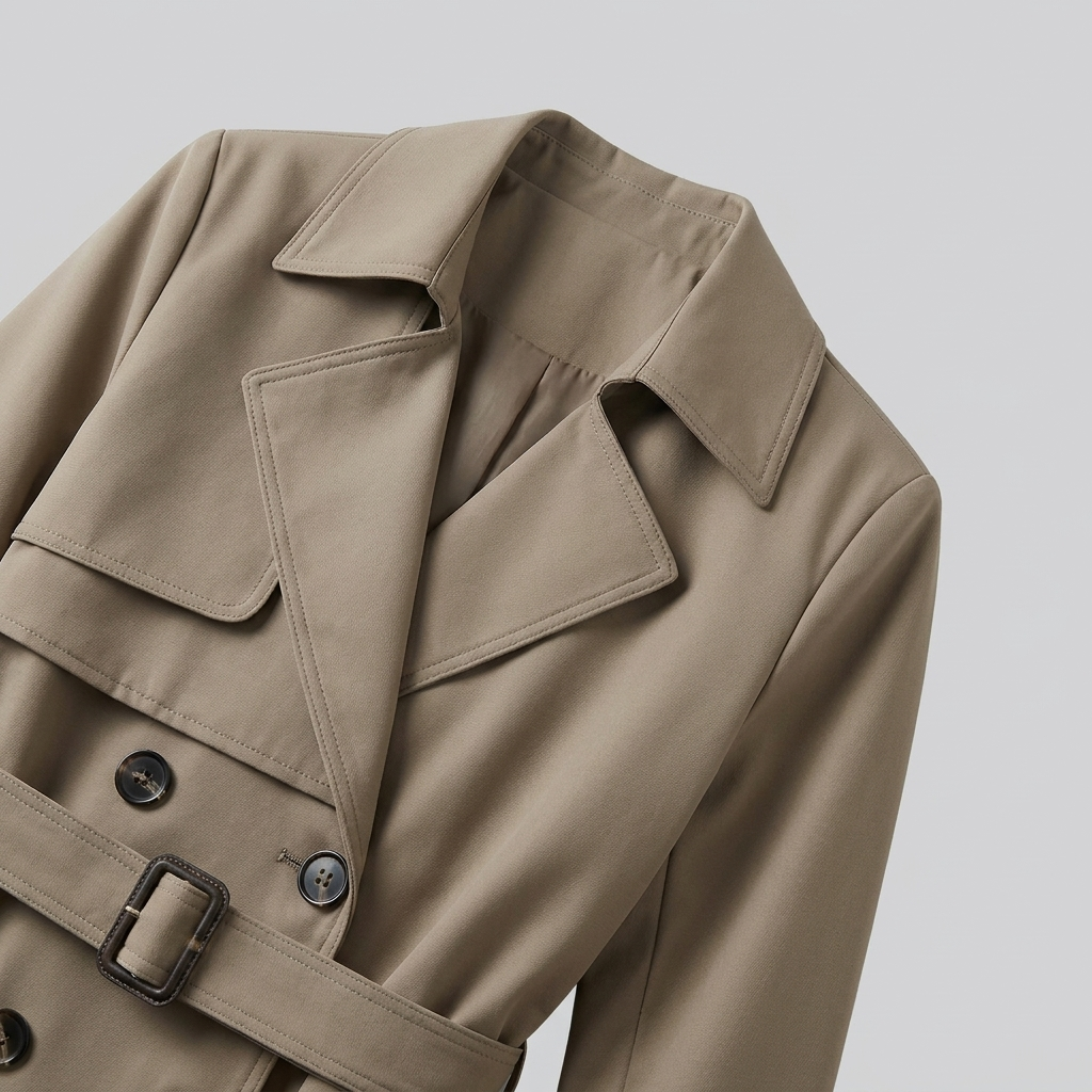 Trench Femme Ceinturé Col Revers Croisé Manches Longues