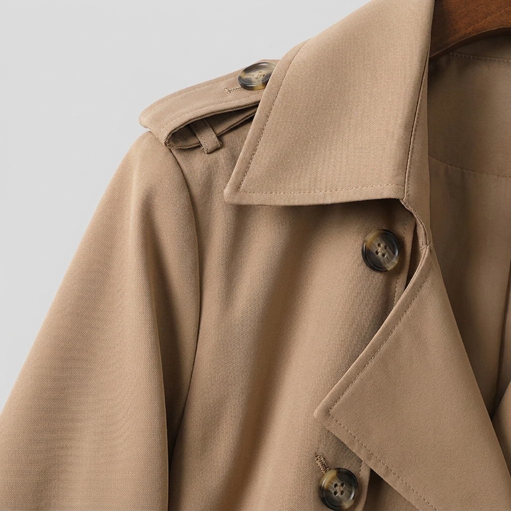 Trench Long Femme Croisé Ceinturé Col Revers