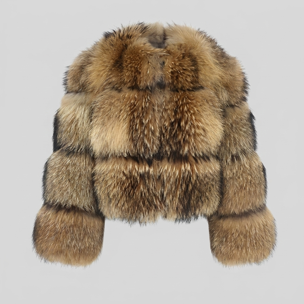 Manteau Femme Fausse Fourrure Col Montant Manches Longues