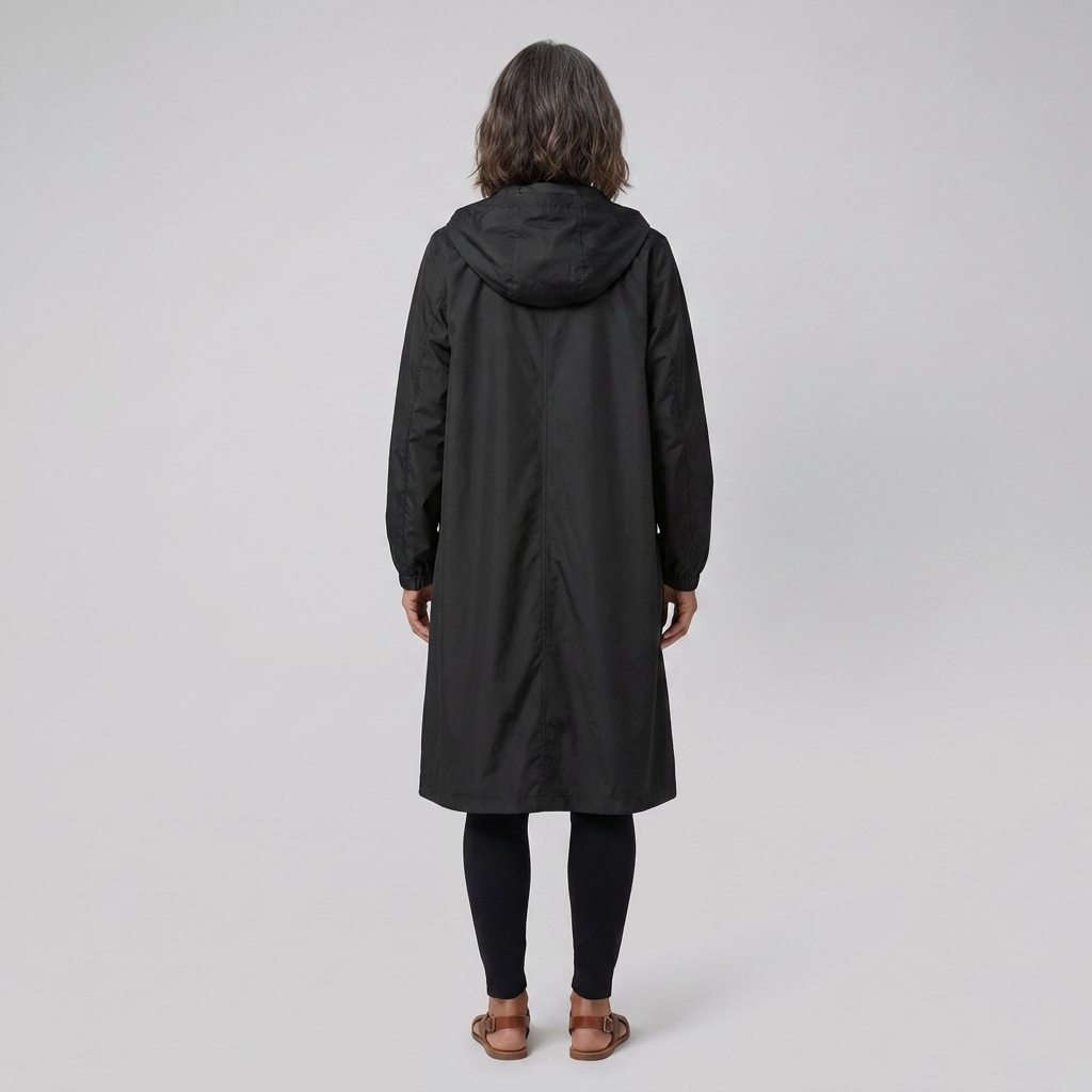 Veste Imperméable Femme Coupe-Vent à Capuche Boutonnée