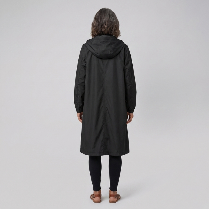 Veste Imperméable Femme Coupe-Vent à Capuche Boutonnée