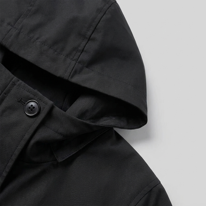 Veste Imperméable Femme Coupe-Vent à Capuche Boutonnée