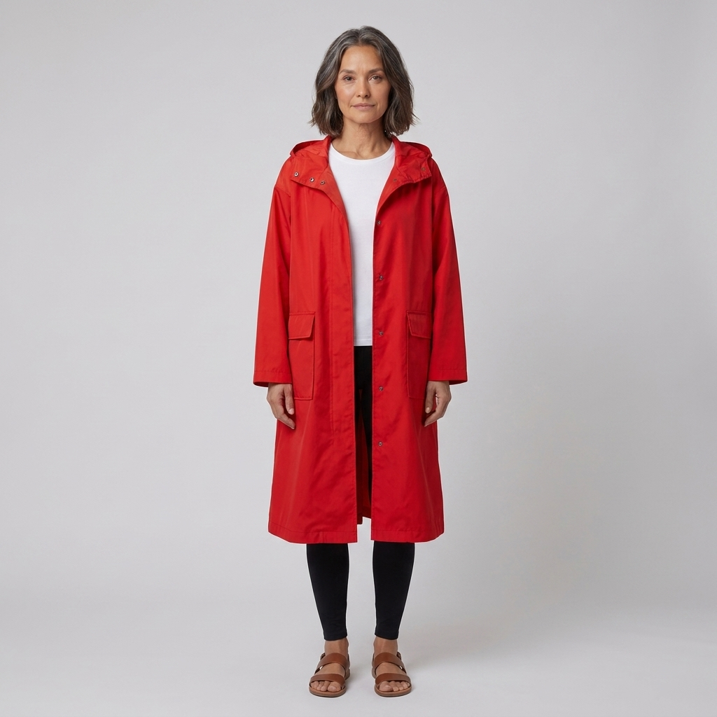 Veste Imperméable Femme Coupe-Vent à Capuche Boutonnée