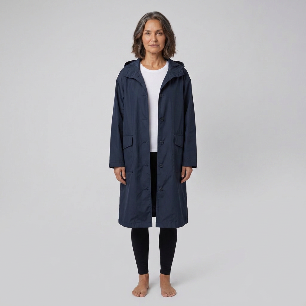 Veste Imperméable Femme Coupe-Vent à Capuche Boutonnée