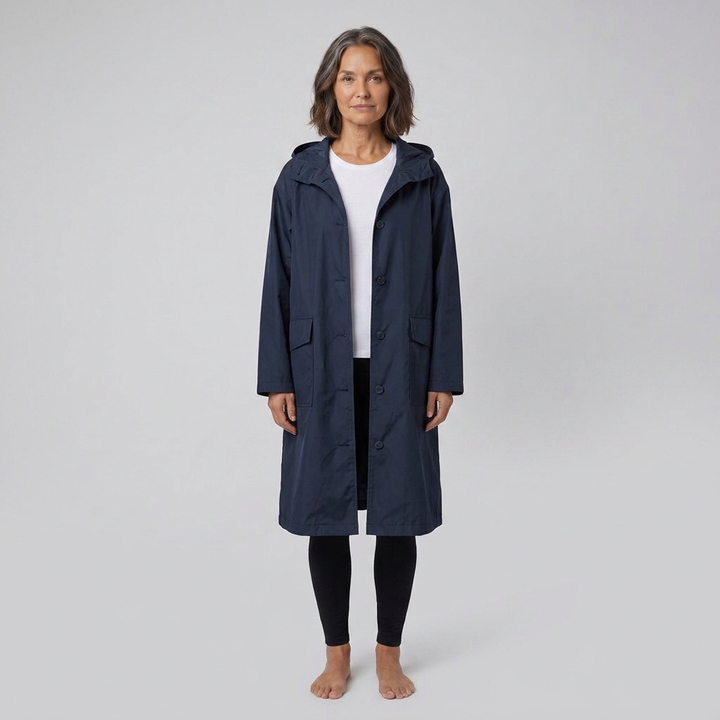 Veste Imperméable Femme Coupe-Vent à Capuche Boutonnée