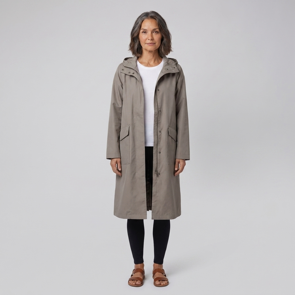 Veste Imperméable Femme Coupe-Vent à Capuche Boutonnée