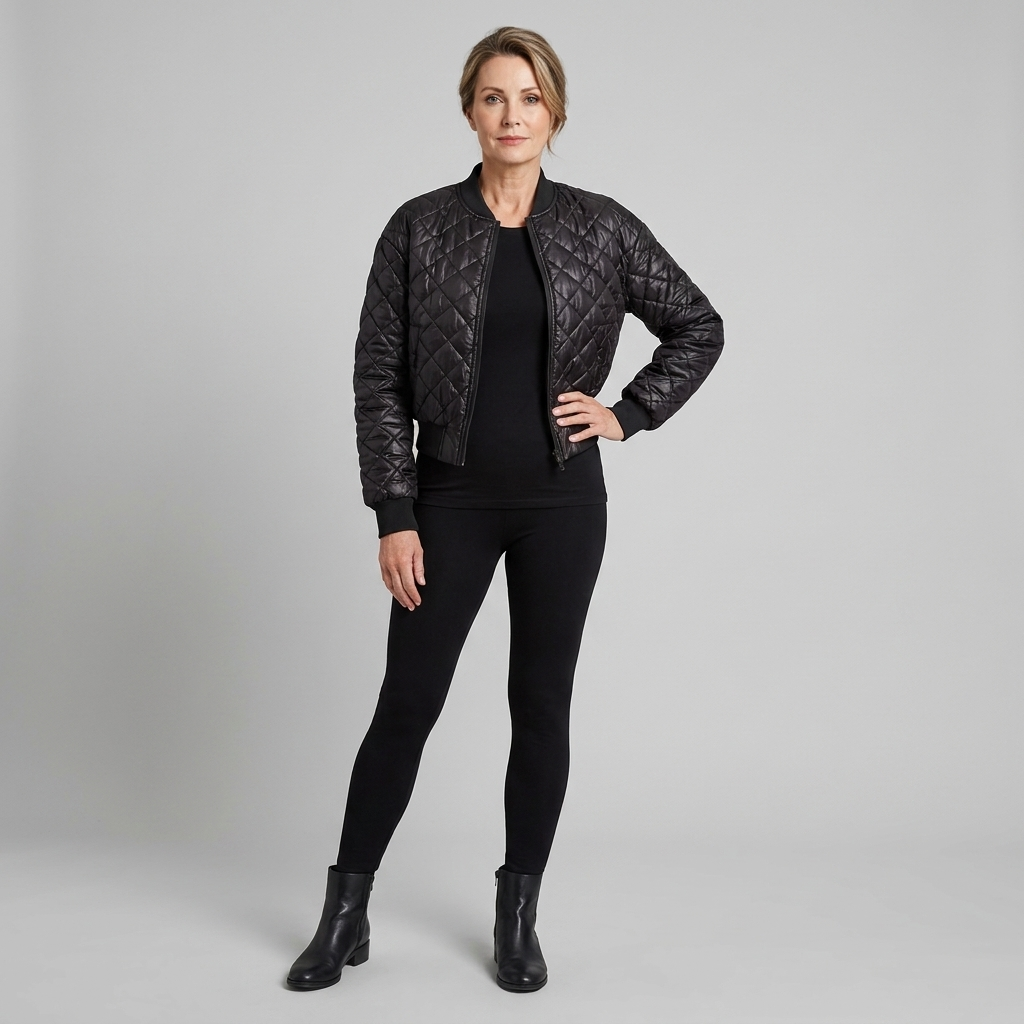 Blouson Femme Matelassé Col Ras Manches Longues