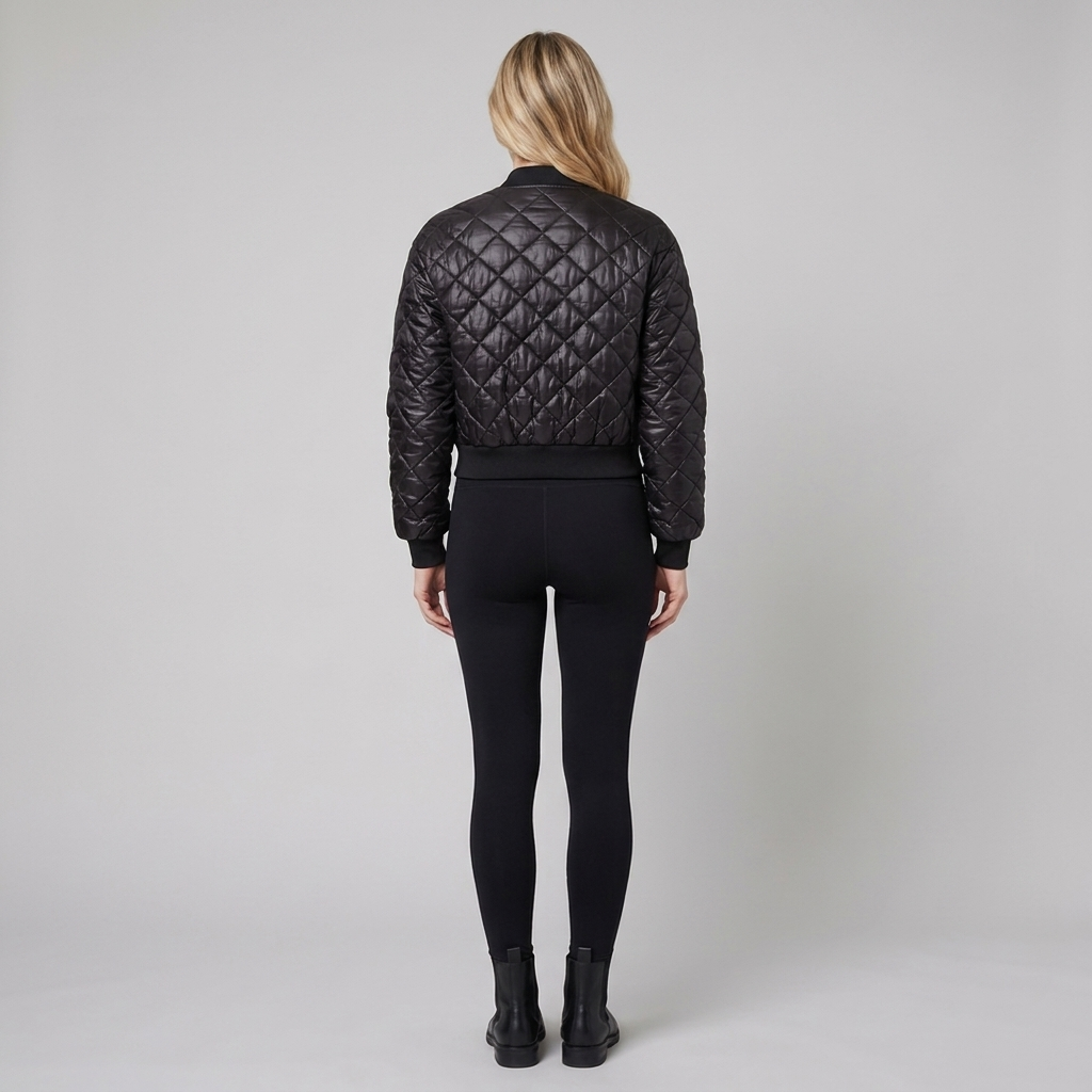 Blouson Femme Matelassé Col Ras Manches Longues