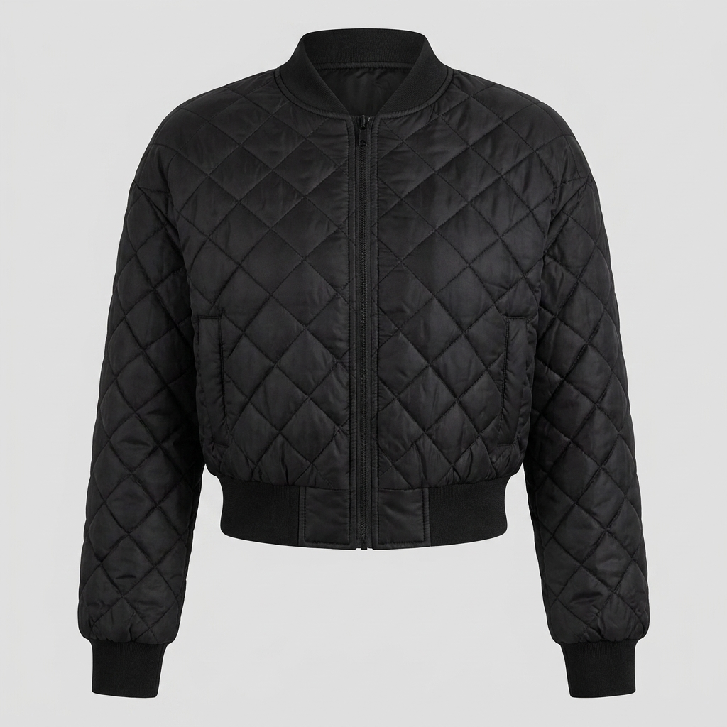 Blouson Femme Matelassé Col Ras Manches Longues