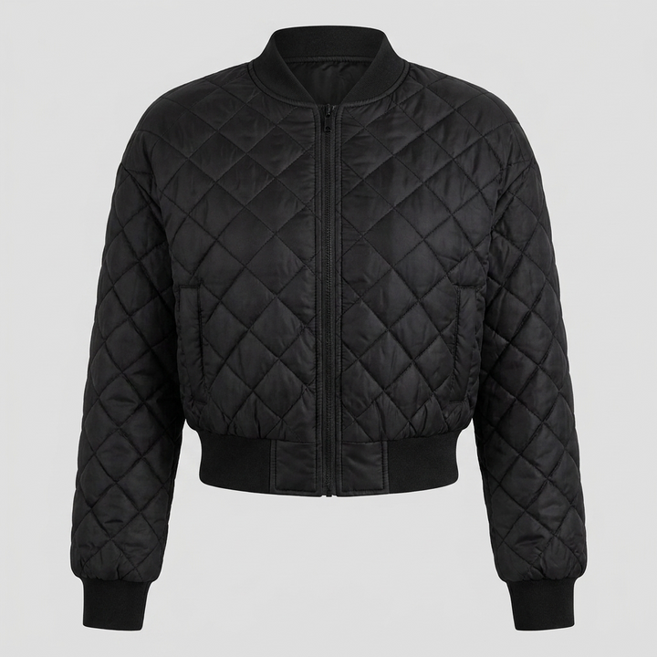 Blouson Femme Matelassé Col Ras Manches Longues