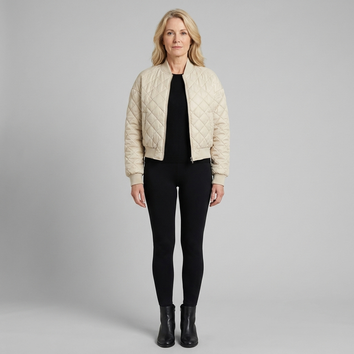 Blouson Femme Matelassé Col Ras Manches Longues